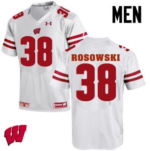 Men's Wisconsin Badgers NCAA #38 P.J. Rosowski White Authentic Under Armour Stitched College Football Jersey ZA31A12YO